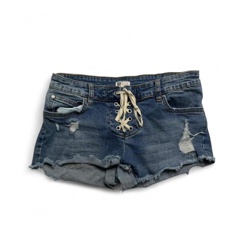 Billa Bong Y2K Lace Up Detail Denim Shorts Womens size 26 grunge Bella swan
